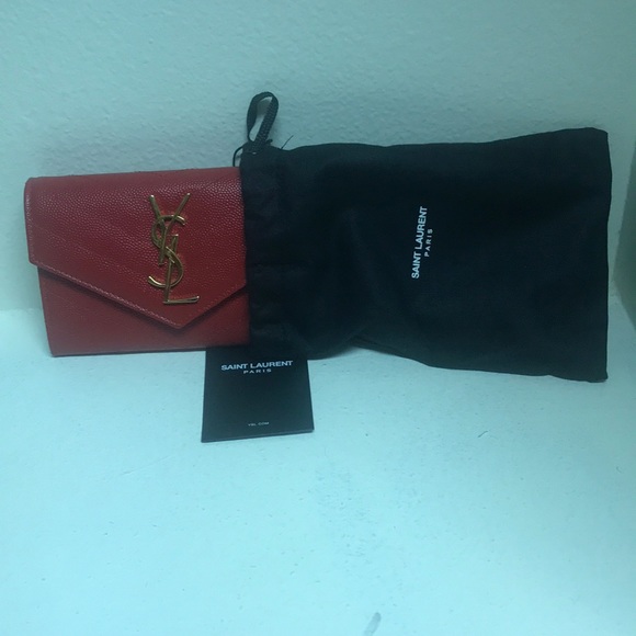 Red saint Laurent envelope wallet/ dustbag - Picture 6 of 8